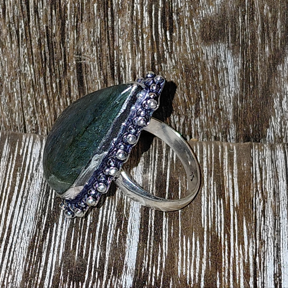 Flash Labradorite Teardrop Ring Size 6.5 - Picture 6 of 10